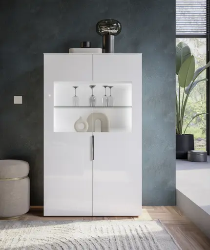 Vitrine- inkl. LED-Beleuchtung, Weiß