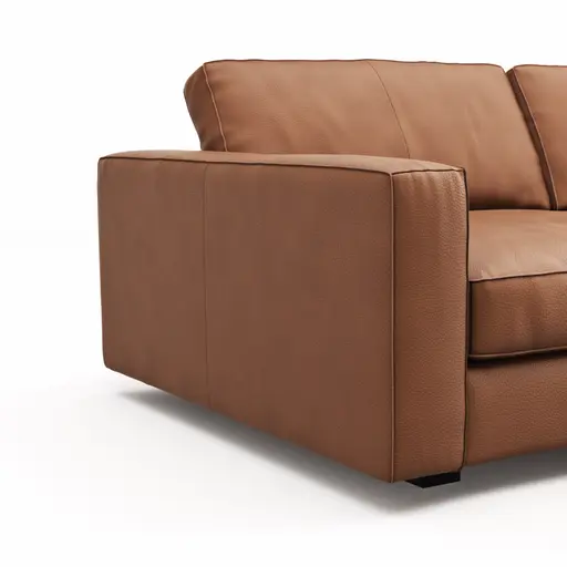 Sofa Aprino 2 - 3,5-Sitzer XL, Dickleder, Cognac, Armlehne Block schmal