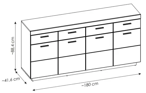 Sideboard - B ca. 180 cm, Kaschmir, Coast Evoke Eiche Nachbildung