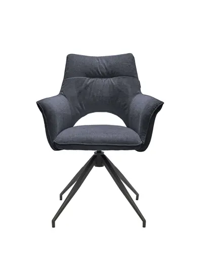 Armlehnstuhl MALEEN - drehbar, Stoff, Blau