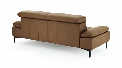 Sofa Felipa - 3-Sitzer inkl. Kopfteil verstellbar, Leder, Cognac