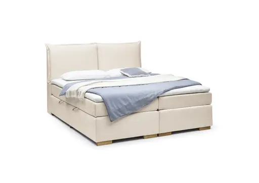Boxspringbett SANDRIN A- Liegefläche ca. 200x200 cm, Stoff, Creme, inkl. Stauraum