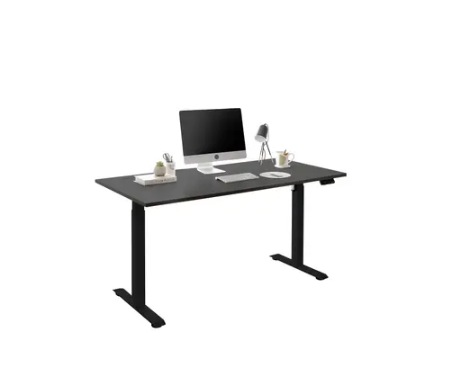 Schreibtisch - höhenverstellbar, LB ca. 137x68 cm, Schwarz, Stahl, Schwarz