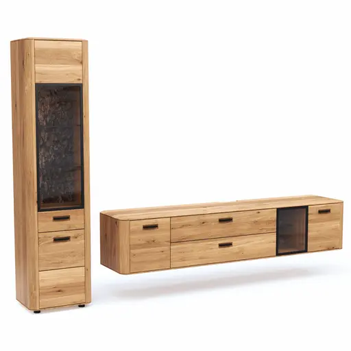 Wohnwand Vigo - Wildeiche massiv, Natur geölt