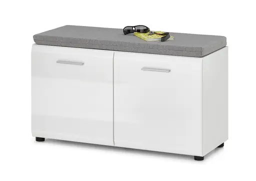 Schuhbank- Weiß, Weiß, Hochglanz