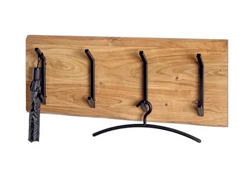 Wandgarderobe - B ca. 90 cm, Akazie, Schwarz