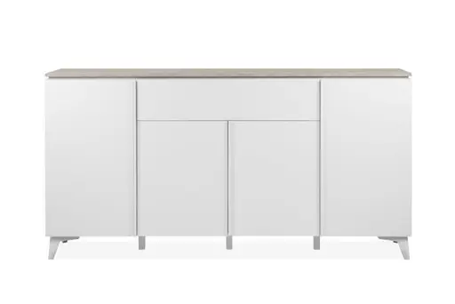 Sideboard - B ca. 177 cm, Weiß, Sandstein Nachbildung