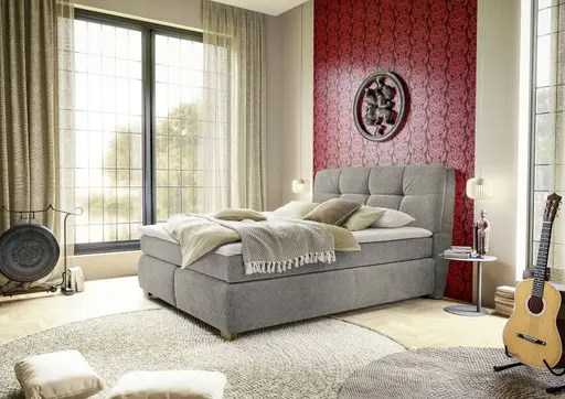 Boxspringbett JORINA MIX- Liegefläche ca. 180x200 cm, Stoff, Grau