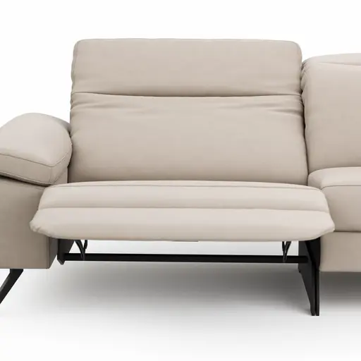 Sofa Rafaela 2.0 - 2,5-Sitzer inkl. 1x Relaxfunktion und Kopfteile verstellbar, Leder, Champagner