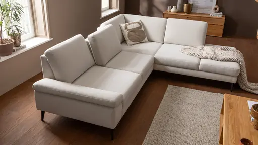 Ecksofa Houston - 2,5-Sitzer, Eckelement und 1-Sitzer mit Abschlussteil rechts,  inkl. Sitztiefenverstellung und Armlehne klappbar, Stoff, Natur