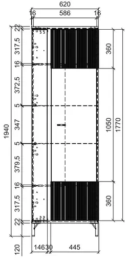 Vitrine - B ca. 62 cm, Schwarz