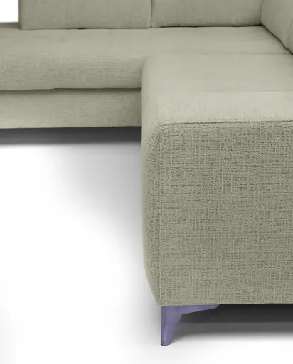 Ecksofa - Ecke links mit 2-Sitzer, Kopfteil verstellbar, Sitztiefe verstellbar motorisch, Stoff, Perlmutt