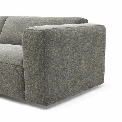 Ecksofa Laja - Longchair links mit 1-Sitzer, Stoff, Steingrau