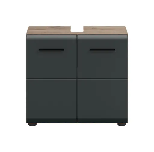 Waschbeckenunterschrank - B ca. 60 cm, Nox Eiche Nachbildung, Schwarz