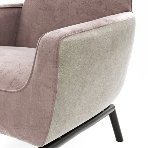 Sessel Matina - Größe M, Leder&Stoff, Dunkelbraun, Mauve