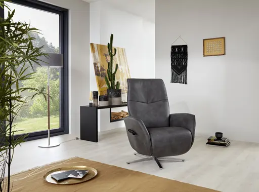 Sessel - Relaxfunktion motorisch, Leder, Kohle