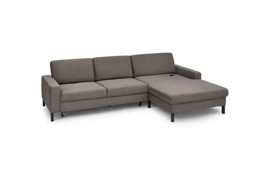  Ecksofa CALM MOVE 2.0 - 2,5-Sitzer mit Longchair rechts, Schlaffunktion, Feincord, Taupe