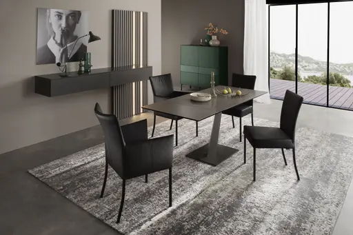 Esstisch Iseo - LB ca. 140x80 cm, ausziehbar, Keramik, Grau