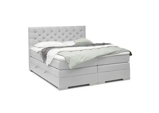 Boxspringbett SANDRIN E- Liegefläche ca. 180x200 cm, Stoff, Hellgrau, inkl. Stauraum