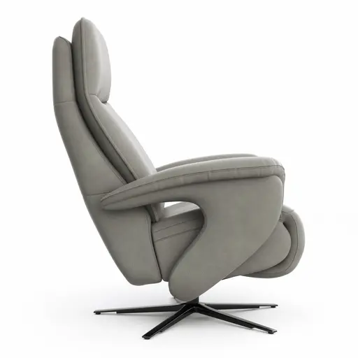 Sessel Tulsa Relax - Größe L, inkl. Kopf-/Fußteil/Rückenlehne verstellbar, Leder, Graubeige