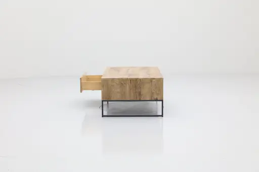 Couchtisch - mit Schubkasten, LBH ca. 115x65x42 cm, Eiche, Metallgestell