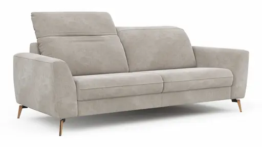 Sofa Tulsa KV - 3-Sitzer, inkl. Kopfteilverstellung, Stoff, Graubeige