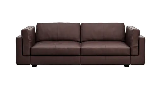 Sofa Aprino 3 - 3,5-Sitzer L, Dickleder, Dunkelbraun, Armlehne Kissen