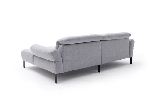 Ecksofa David - Longchair links mit 1,5-Sitzer inkl. Kopfstütze/Armlehne verstellbar, Stoff, Hellgrau