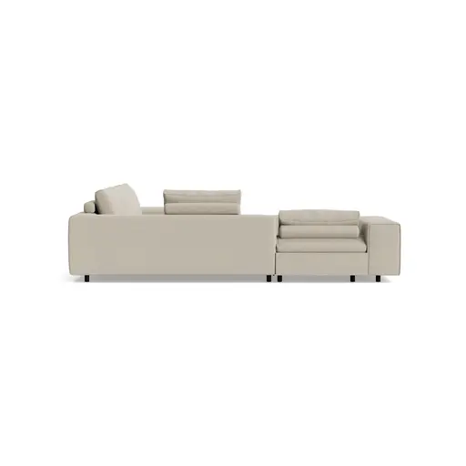Ecksofa Sorano - Ecke links, 2-Sitzer, inkl. Relaxfunktion und motorischen Sitzvorzug, Stoff, Graubeige