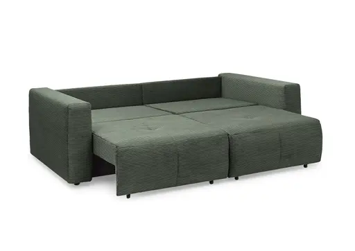 Megasofa Juless - Schlaffunktion mit Bettkasten, Cord, Grün