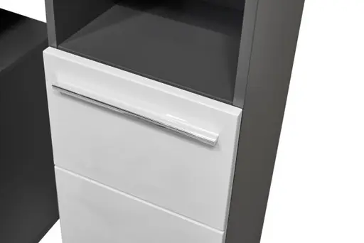 Hochschrank- B ca. 34 cm, Anthrazit, Weiß, Hochglanz