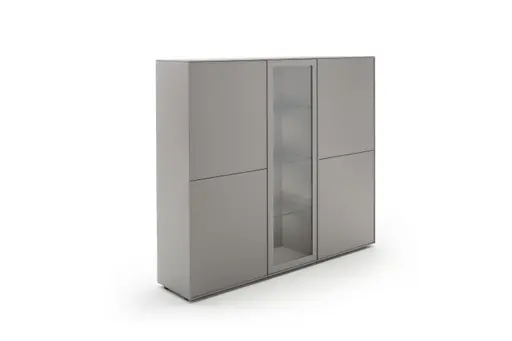 Highboard Casello - BHT ca. 165x144x37 cm, Lack Matt, Kristallgrau
