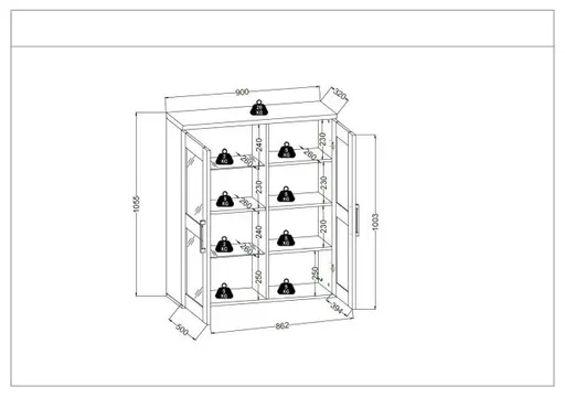 Hängeschrank- mit Beleuchtung, B ca. 90 cm, Grau, Artisan Eiche Nachbildung