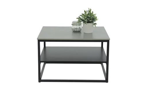 Couchtisch - LB ca. 70x70 cm, Marmoroptik grau matt, Schwarz