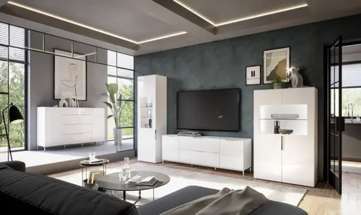 Vitrine - inkl.LED-Beleuchtung, Weiß