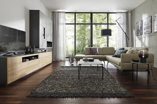 Ecksofa Estrela - Ecke links mit 2,5-Sitzer inkl. Rücken-/Armlehne verstellbar, Stoff, Olive