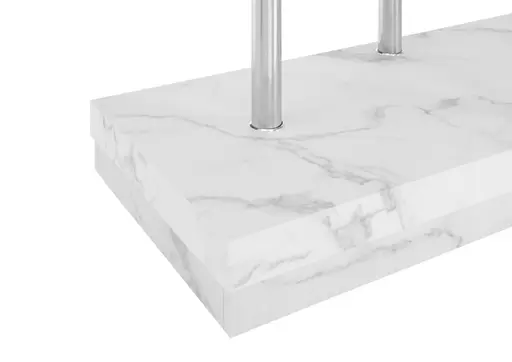 Couchtisch - LB ca. 110x60 cm, Glas, Edelstahloptik, Weiß marmoriert