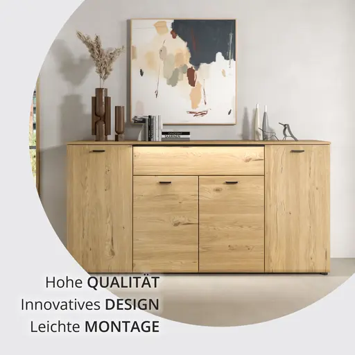 Sideboard - mit Beleuchtung, B ca. 174 cm, Gustavson Oak Nachbildung