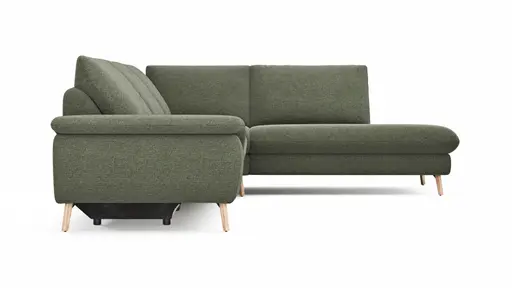 Ecksofa Gotera - 1,5-Sitzer med. + 1,5-Sitzer med. links mit Ecke und Abschlussteil rechts inkl. Rückenlehne verstellbar, Stoff, Olivgrün