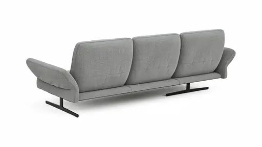 Ecksofa  Alexander - Longchair links mit 3-Sitzer inkl. Kopfstütze/Armlehne verstellbar, Stoff, Hellgrau