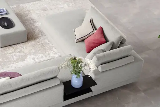 Ecksofa Cuneo - Longchair links, 2,5-Sitzer, Ecke rechts, Stoff, Hellgrau