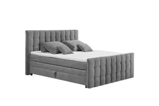 Boxspringbett - Liegefläche ca. 180x200 cm, Stoff, Dunkelgrau