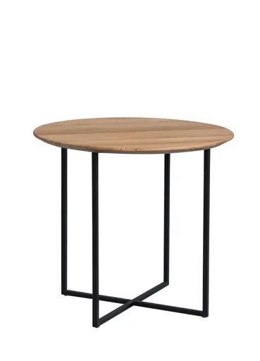 Couchtisch - Ø/H ca. 60x56 cm, Wildeiche massiv geölt, Schwarz