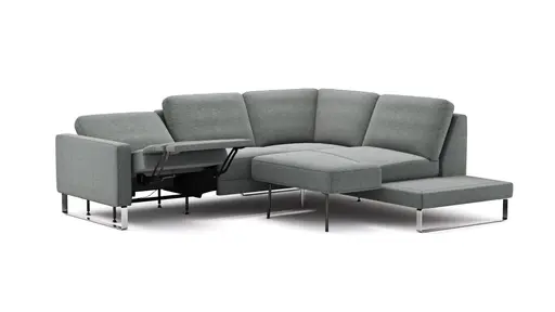 Ecksofa Anna - 2,5-Sitzer mit Ecke rechts, inkl. Relaxfunktion (motorisch), Stoff, Grau