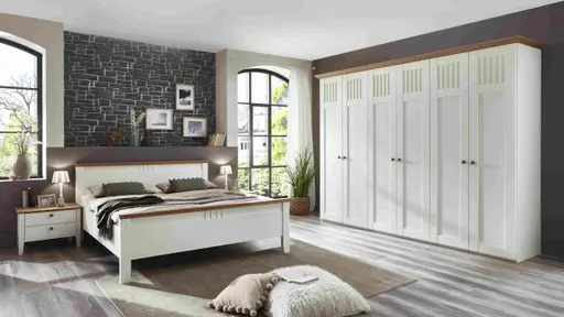 Schlafzimmer - Lack Weiß, Wildeiche