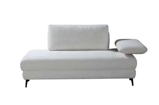 Einzelliege - Schlaffunktion mit Bettkasten, Armteil verstellbar, Stoff, Weiß