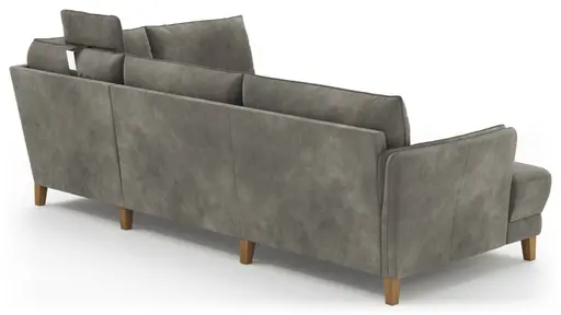 Sofa Stamford - inkl. Armlehne verstellbar und Kopfstütze, 3,5-Sitzer, Bogen links mit Ecksofa 2-sitzig und Abschlusshocker Rechts, Stoff, Anthrazit