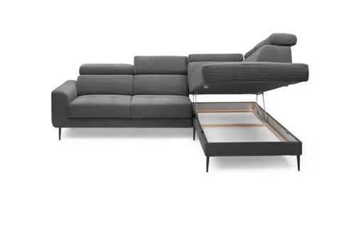 Ecksofa CHARIS - 2-Sitzer, Ecke rechts inkl. Schlaffunktion und Bettkasten, Microfaser, Anthrazit