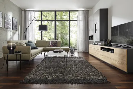 Ecksofa Estrela - Ecke links mit 2,5-Sitzer inkl. Rücken-/Armlehne/Sitztiefe verstellbar, Stoff, Olive