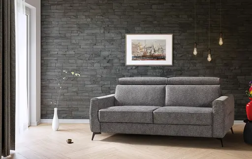 Faltbett - Kopfteil verstellbar, Stoff, Grau